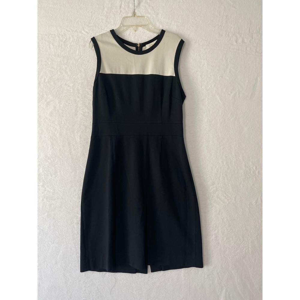 Kate Spade Janelle Black Cream Colorblock Sleeveless Sheath Dress Preppy Sz 10